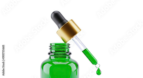 Green Serum Dropper and Bottle