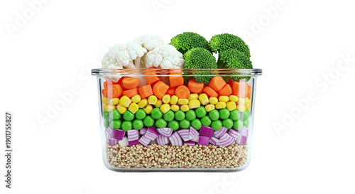 Layered Rainbow Vegetables in a Clear Container