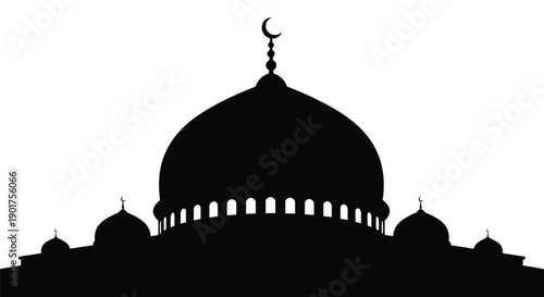 Modern Urban Mosque Courtyard Silhouette