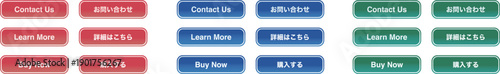 CTA button set Contact Us Learn More Buy Now お問い合わせ 詳細はこちら 購入する ベクター素材