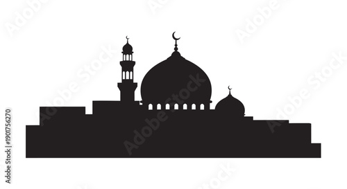 Ramadan Greeting Card Coastal Mosque Silhouette