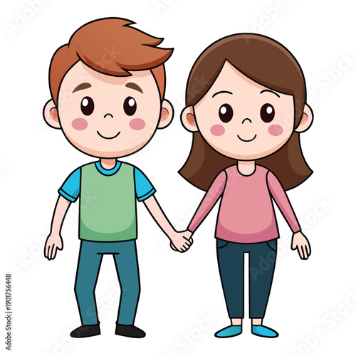 happy cartoon family with mother father children vector illustration