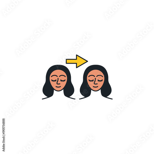 AI face swap icon. Two heads exchanging positions with arrows. Deepfake technology and identity replacement symbol vector illustration.