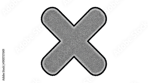 Bold stippled x mark or cross shape for negation close or delete functions in user interfaces and graphic design symbol communication.