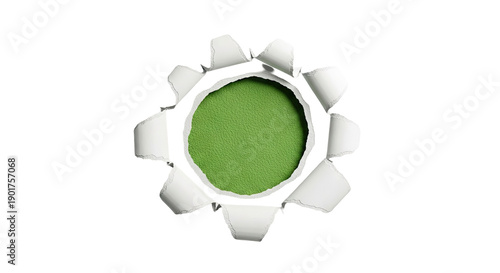 Torn Paper Reveals Green Surface