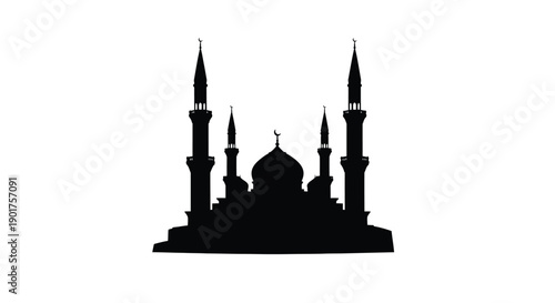 Modern Urban Mosque Ramadan Silhouette Graphic