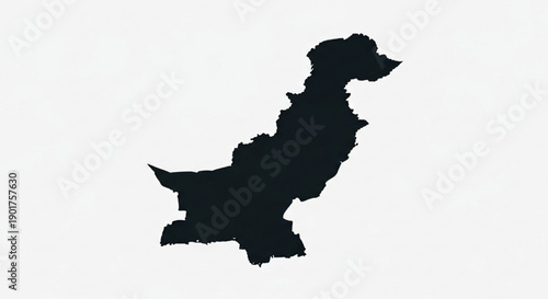 Black silhouette map of pakistan on white background geographic illustration