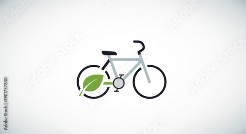 Eco friendly bicycle with green leaf integrated into the front wheel symbolizing sustainable transportation and environmentally conscious cycling on a clean white background