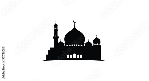 Ramadan Mosque Icon Silhouette Old Town Design