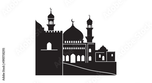 Ramadan Mosque Silhouette at Coastal Sunset