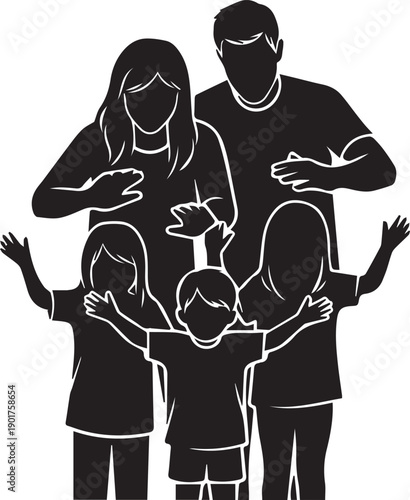 Family embracing together