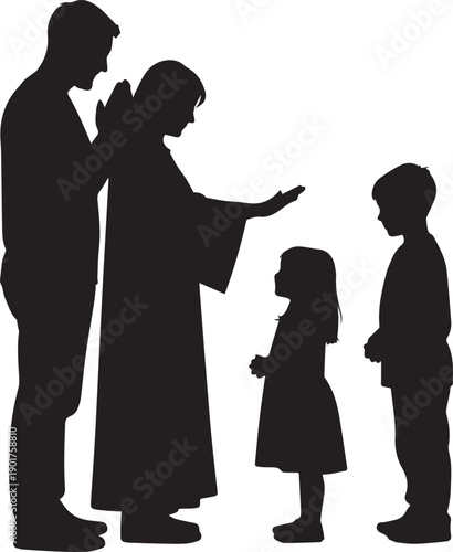 Family of four silhouette