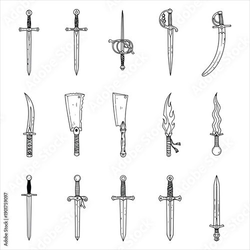 Various medieval and fantasy swords collection