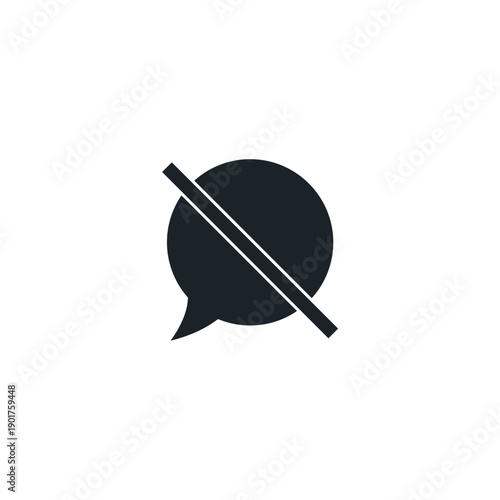 Negative prompt icon. Text chat bubble with minus or ban sign. AI exclusion command and filter instruction symbol vector illustration.