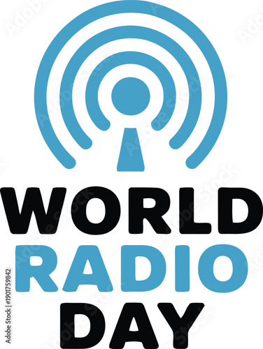 World radio day logo with signal waves