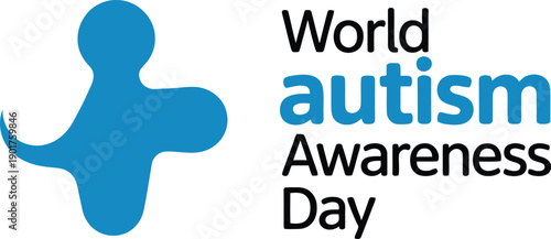 World autism awareness day logo with blue figure and text