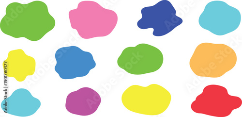 Vibrant, colorful shapes arranged in a grid pattern on a clean background, showcasing diverse hues and simple forms in a graphic illustration.