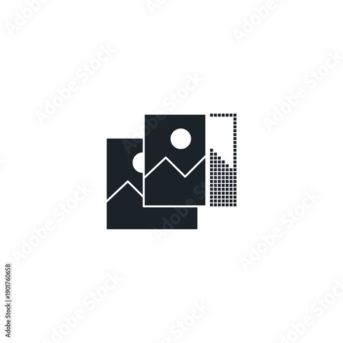 Outpainting AI icon. Image expansion tool extending photo borders. Artificial intelligence uncrop and generative fill vector illustration.