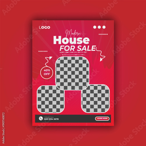 Modern House for Sale  Find Your Dream Home Social Media Flyer Design.