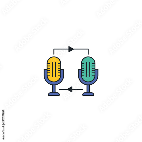 AI voice cloning icon. Audio replication symbol with matching sound waves. Artificial intelligence speech synthesis and deepfake vector illustration.