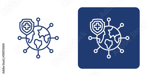 Global Health Science icon, with contrast background.