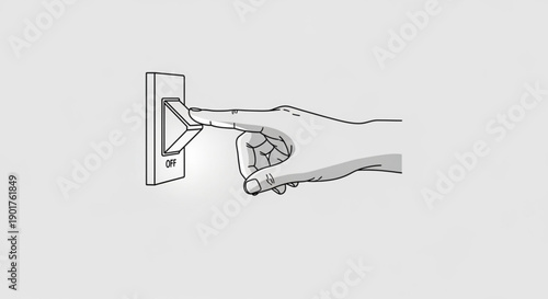 Hand interacting with smart home automation control panel with finger pressing button