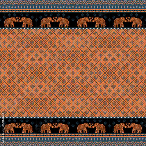 Geometric elephant pattern, applied Thai graphic style.