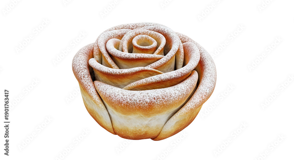 Fototapeta premium Rose-shaped pastry dusted with powdered sugar