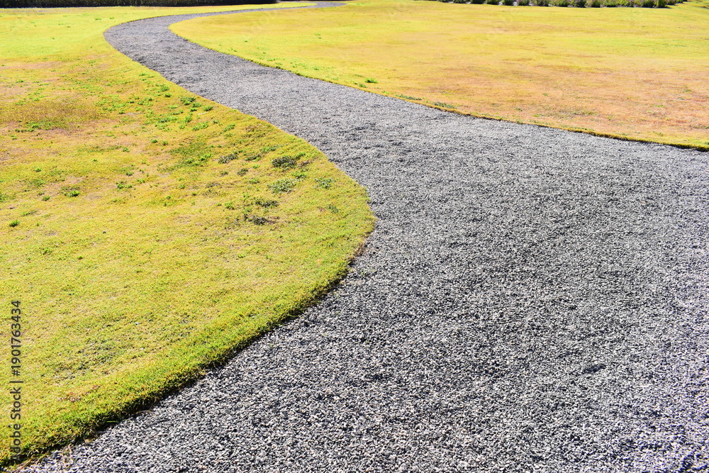 Obraz premium stone path and green grass in the garden
