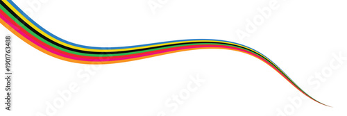 Abstract colorful wave background with Olympics ring colors. sport concept, multicolor striped frame, copy space for your text. Vector illustration. EPS 10 .