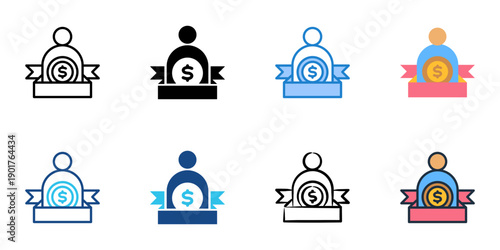VIP Backers icons set multiple style collection. Editable stroke 
