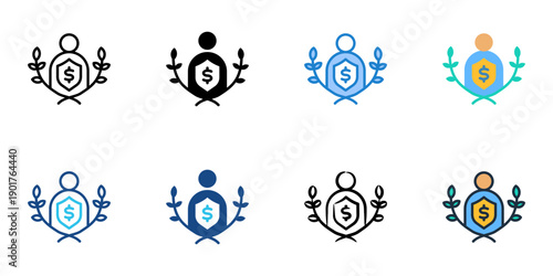 Backer Trust icons set multiple style collection. Editable stroke 
