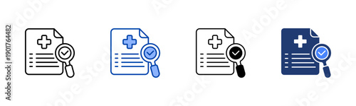 Healthcare Research icon set multiple style collection
