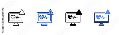 Medical Monitoring icon set multiple style collection