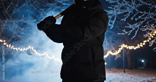 Wallpaper Mural Man Walking Alone in Snowy Night. Torontodigital.ca