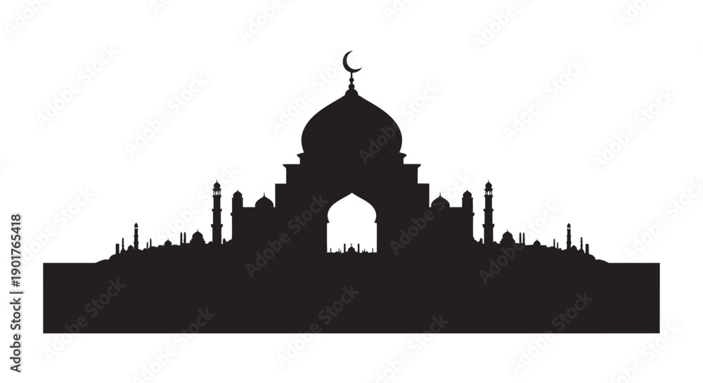 Fototapeta premium Ramadan Mosque Silhouette Sticker Coastal Arch