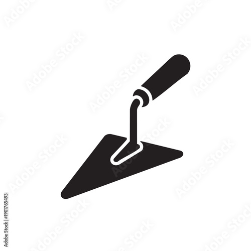 Trowel tool icon black silhouette isolated on white background masonry equipment for construction building plastering tiling work professional hardware for bricklayer and home renovation projects