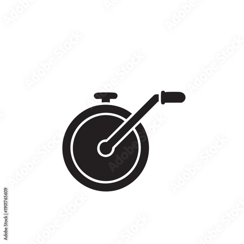 Road measuring wheel icon black silhouette isolated on white background symbol for distance measurement civil engineering tool land surveying equipment topographic mapping site planning construction