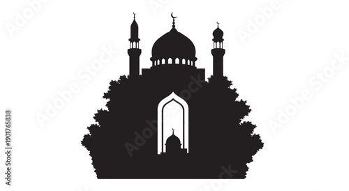 Ramadan Mosque Silhouette Aerial View Greeting Card