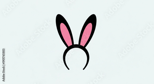 Pink bunny ears headband on white background for easter or party fun