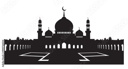 Modern Urban Mosque Courtyard Silhouette