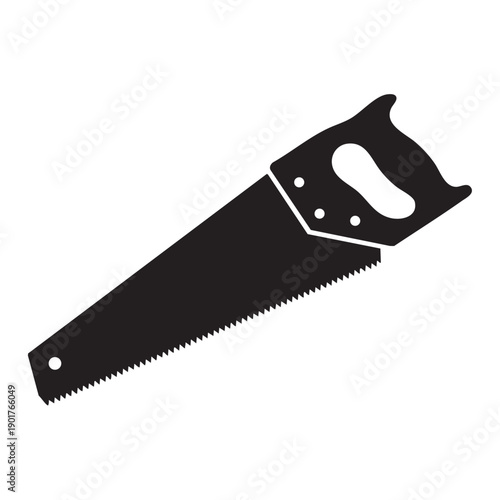 Hand saw vector icon, traditional woodworking tool for cutting timber and lumber, representing craftsmanship, manual labor, and essential carpentry skills for various projects