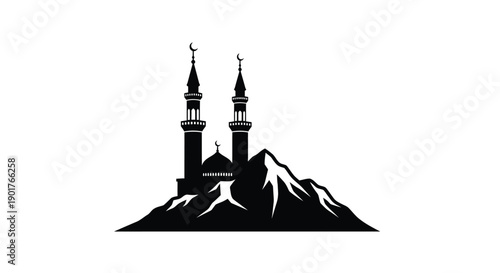 Modern Urban Mosque Courtyard Icon Silhouette