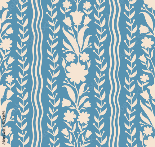 Flower Collection - Heritage Vines - Soft Sky