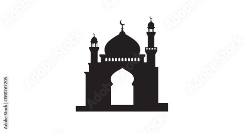 Ramadan Village Mosque Silhouette Wall Art