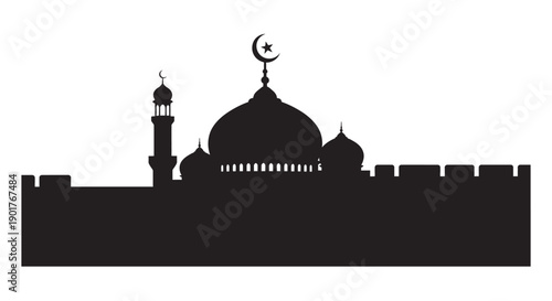 Ramadan Mosque Island Silhouette Greeting Card