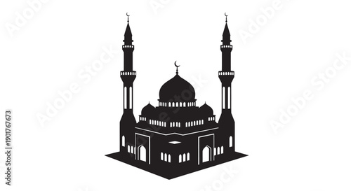 Modern Urban Mosque Courtyard Silhouette