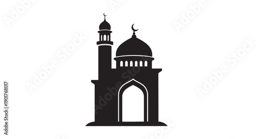 Modern Urban Mosque Silhouette at Night