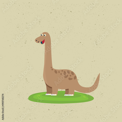 Wallpaper Mural A cute cartoon baby giraffe and a funny dinosaur smile together in this vector illustration of wild animals for a fun nature art design Torontodigital.ca