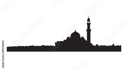 Ramadan Mosque Island Courtyard Silhouette Icon